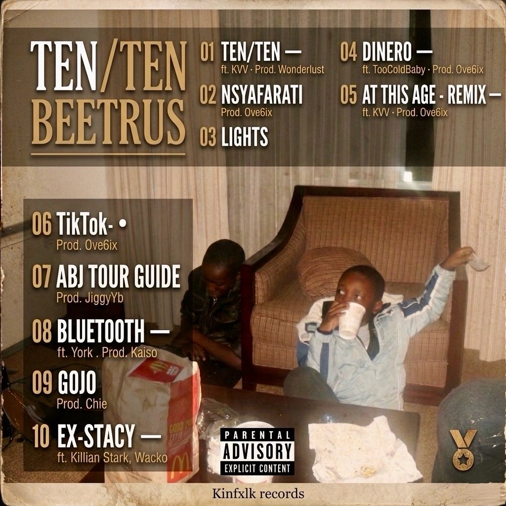 Beetrus_g's tweet photo. TEN/TEN: THE LOST FILES — Out Tommorow.
afro fusion tape. trap, amapiano, r&amp;b, drill, grime. years of music finally seeing light.
ft. @KVV_234 @toocoldbaby @Yorkk_000 @KilianStark_KS @w4cko
prod. @wonderlust @ove6ix @Jiggy_YB @chielaure 

#TenTen #Abuja #Beetrus #ngunderground https://t.co/IGIhOhyEMD
