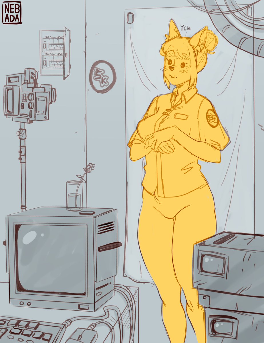 Nebaart's tweet photo. ych - job interview
🟡Shark Express is looking for new members to join its fleet in the main district of Grünalgen, the underground city that continues to expand   
🟡The role includes a delivery box and the official company uniform https://t.co/RI0wEGwKrb