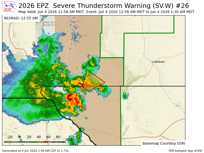 TexasStormAlert's tweet photo. EPZ issues Severe Thunderstorm Warning [wind: 60 MPH (RADAR INDICATED), hail: 0.88 IN (RADAR INDICATED)] for Otero [NM] and Hudspeth [TX] till 1:30 AM MDT https://t.co/OV7pZEkMgn https://t.co/OKfJVNAbYh