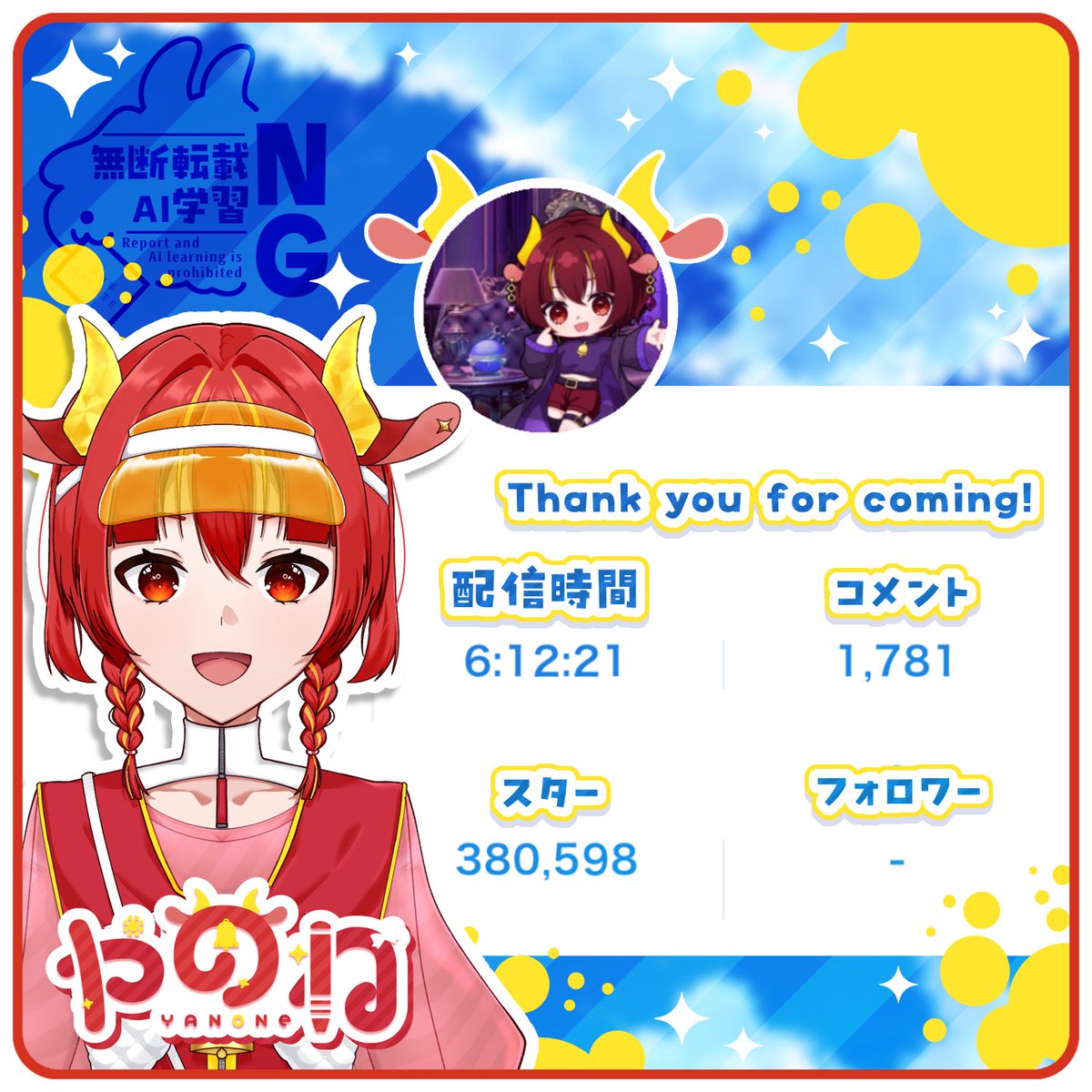 yanone_n's tweet photo. 配信ありがとうございました‼️‼️
連日のプラ日だったのに着いてきてくれて本当に感謝の極みです…🥲🥲
これでランクアップ確定したので！！！23日まではのんびりまったり行きましょうの世界線✨️
溜めてしまってる依頼消化します😭😭😭😭
これにてﾁﾝｱﾅｺﾞ編は終了‼️‼️ https://t.co/k2ImmBMya6