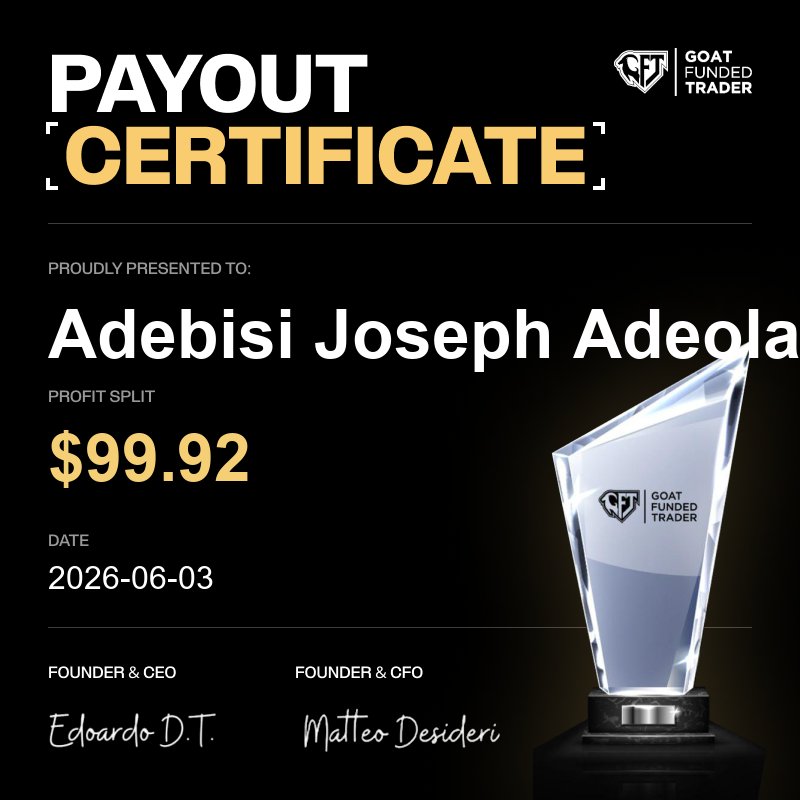 AdebisiJoseph10's tweet photo. First Payout from GFT.

Thank you @EdwardXLreal @Haruna_gft @GoatFunded 

@lex_consults you're a big motivation ✅✅

Looking forward to more and bigger. https://t.co/9cTCDdhL5o