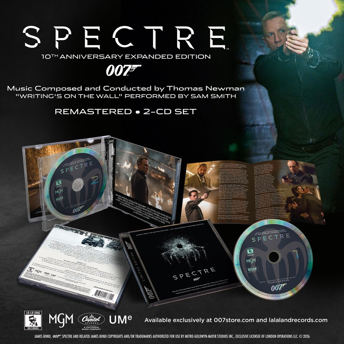 LaLaLandRecords's tweet photo. AVAILABLE TO ORDER NOW exclusively at https://t.co/M4LZNDcnAp &amp; https://t.co/I7WkX59Xrp  - #SPECTRE 2-CD 10th Anniversary Expanded &amp; Remastered Limited Edition #Soundtrack by #ThomasNewman !!! #JamesBond @007 #007 @samsmith https://t.co/xp9wOySiKE
