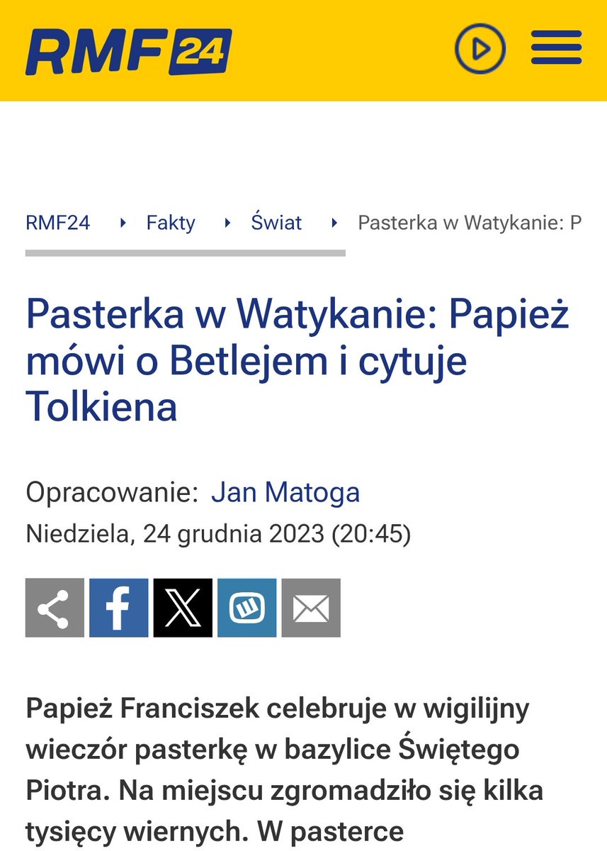 Galadhorn's tweet photo. Papież Leon XIV zacytował Tolkiena w encyklice. A wiecie, że Papież Franciszek zrobił to samo podczas Pasterki '23?

https://t.co/QIggkb1Epv https://t.co/8WMQ9566p7