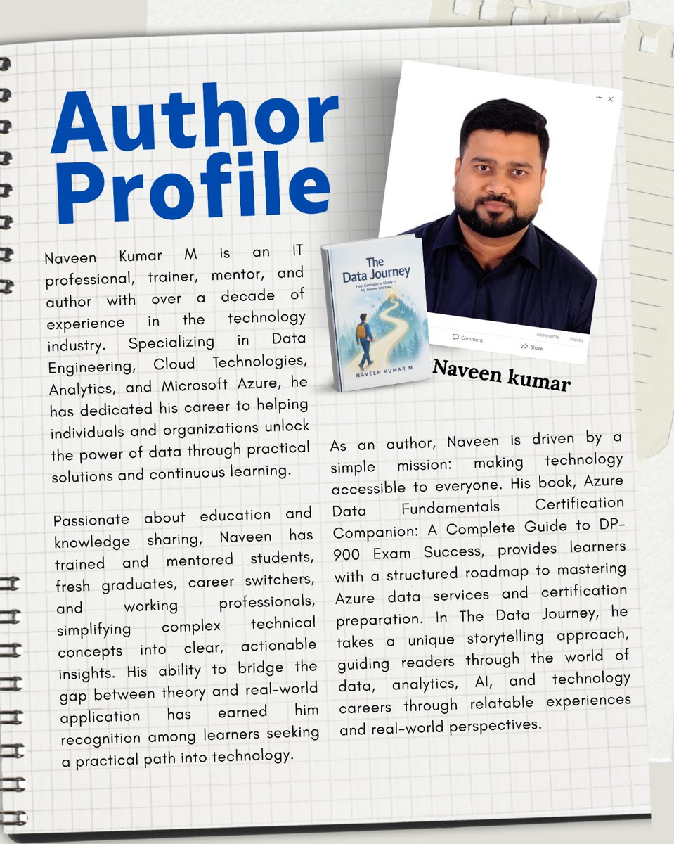 thereviewu5224's tweet photo. Naveen Kumar M is an IT professional, trainer, mentor, and author with over a decade of experience in the technology industry. Specializing in Data Engineering, Cloud Technologies.#NaveenKumarM #DataEngineering #CloudComputing #TechAuthor #DataJourneyBook https://t.co/XzP1sQsyov