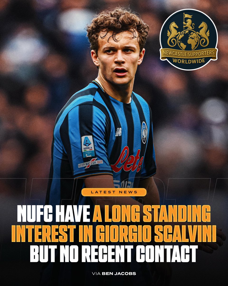 SupportersNufc's tweet photo. 🚨 NEW : Newcastle have a long-standing interest in Atalanta defender Giorgio Scalvini. However, no recent contact yet.

Understand Scalvini is also on the radar or clubs in Italy and Germany.

(via : Ben Jacobs) 

#NUFC #fblifestyle https://t.co/Jk2aN67hBc