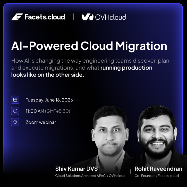 FacetsCloud's tweet photo. cloud migrations used to mean months of manual discovery, dependency mapping, and planning.
AI is rewriting that playbook.

join @facetsdotcloud and @OVHcloud on June 16, 11AM for a practical webinar on going from cloud bills to service maps to day-2 readiness, faster.

what we'll cover:
→ ai-accelerated migration discovery
→ turning cloud bills into service maps and readiness scores
→ spotting dependencies, risks, and blockers early
→ agentic ops for day-2 velocity

registration link : https://t.co/vl54R2OBS2