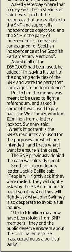 AgentP22's tweet photo. John Swinney spent years telling SNP members their referendum fund was "ring-fenced". Now he admits the £650,000 is gone and was used as part of the SNP's general resources.

So which was it, John? Ring-fenced or spent? https://t.co/4p7cgKR2uW