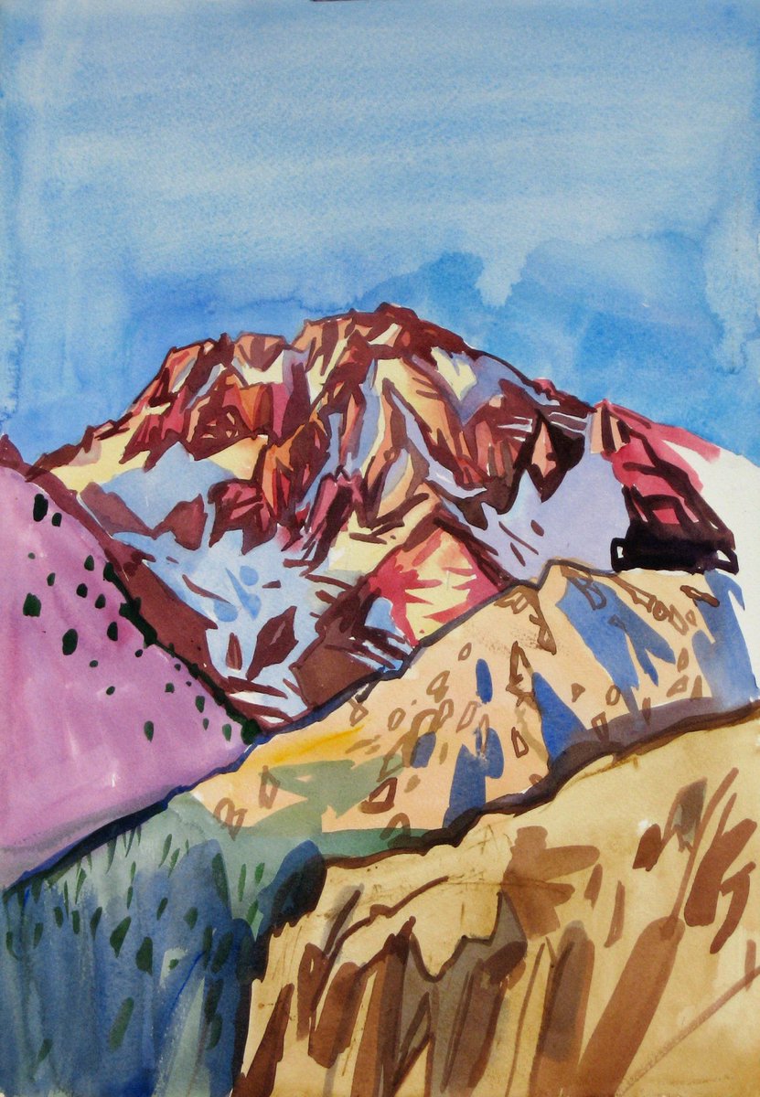 lachlangoudie's tweet photo. High Atlas, watercolour on paper, 40x28cm https://t.co/gj4HLNKlrR