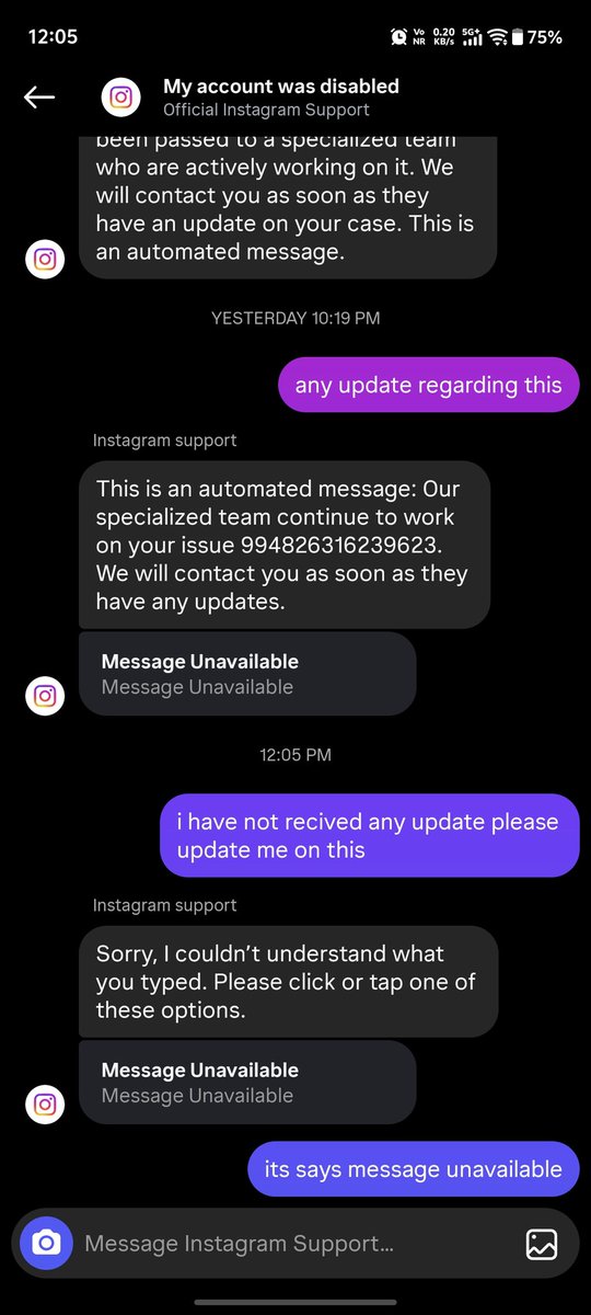 _5272__'s tweet photo. @instagram can you guys update me on my case id.Your help section does not work.Neither was i able to connect to a agent. it was in review till yesterday and all of a sudden it is reverted back to progress.
@finkd @Meta @AIatMeta 
#instagramsuspensionwave https://t.co/mWyDXESmxy