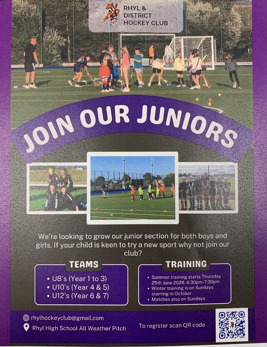 YsgolCC's tweet photo. Please see below information about Rhyl and District Junior Hockey Club 🏑 https://t.co/R2CAO6IUDg