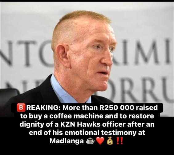 Mufasa0062's tweet photo. South  Africans raised over R250,000 in under 24 hours to buy a new coffee  machine for veteran Hawks narcotics investigator, Warrant Officer Karl  Sander. https://t.co/jccx6g5UOJ