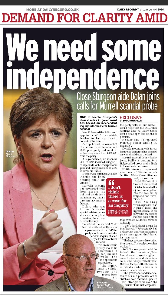 AgentP22's tweet photo. When even Sturgeon’s former aides are demanding an SNP scandal probe, you know this is bigger than one guilty plea. 

The rot didn’t appear overnight. It was tolerated for years. 

#SNPScandal https://t.co/6eHP3rEGC7