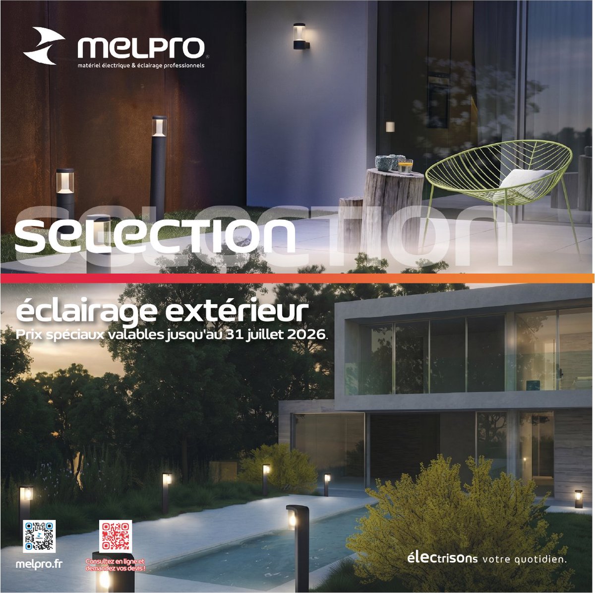 lequipeMELPRO's tweet photo. #Nouveau #selection #éclairageextérieur #MELPRO 💡 
> Sélection #Eclairage extérieur 2026 avec des prix  serrés jusqu'au 31/07/26 !
157 pages à découvrir .
➡️En format digital (pdf ou produit par produit) par ici : 
https://t.co/0UgX616k9E https://t.co/ki0kqwzXNL