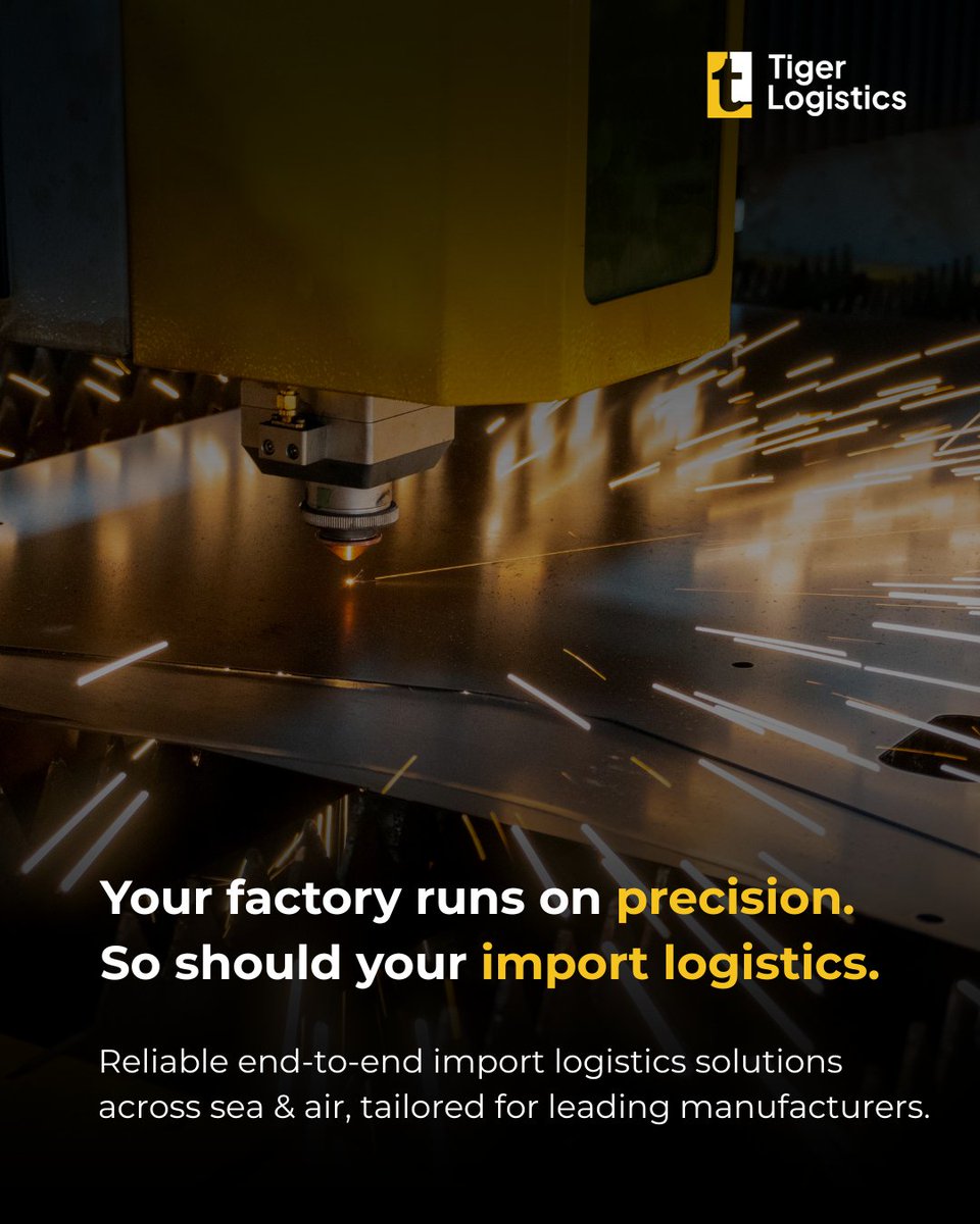 tiger_logistics's tweet photo. Your manufacturing runs on precision. Your import logistics should too.

Check out our latest post on how Tiger Logistics delivers seamless import solutions across Sea Freight, Air Freight, FCL, LCL, and Customs Clearance (CHA).

Read more on LinkedIn: https://t.co/79Qp2PBYpY https://t.co/L4zglDgQcP