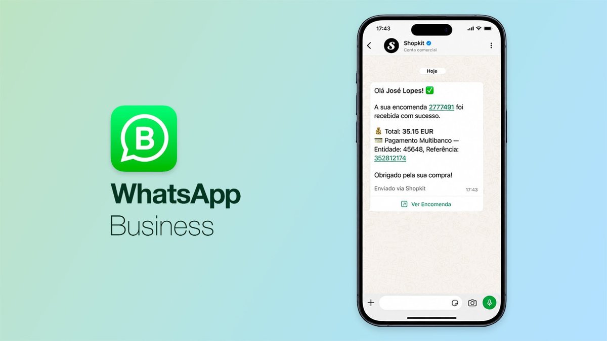 shopkit_pt's tweet photo. A app WhatsApp Business já chegou à Shopkit: automatiza estados de encomenda, carrinhos abandonados e avaliações no WhatsApp. https://t.co/KIw0amkQUr #whatsappbusiness #shopkit https://t.co/4PsopYToPt