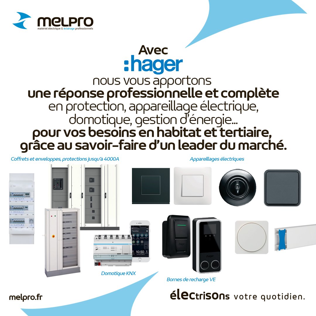 lequipeMELPRO's tweet photo. #nouveau chez #MELPRO !
Désormais, pour encore mieux répondre à vos besoins, tout en préservant notre ADN, nous renforçons nos gammes avec l’expertise d’un grand fabricant :
#MELPRO devient distributeur officiel et partenaire #HAGER #appareillagemodulaire #disjoncteur #borneVE https://t.co/PMQVcS8vXz