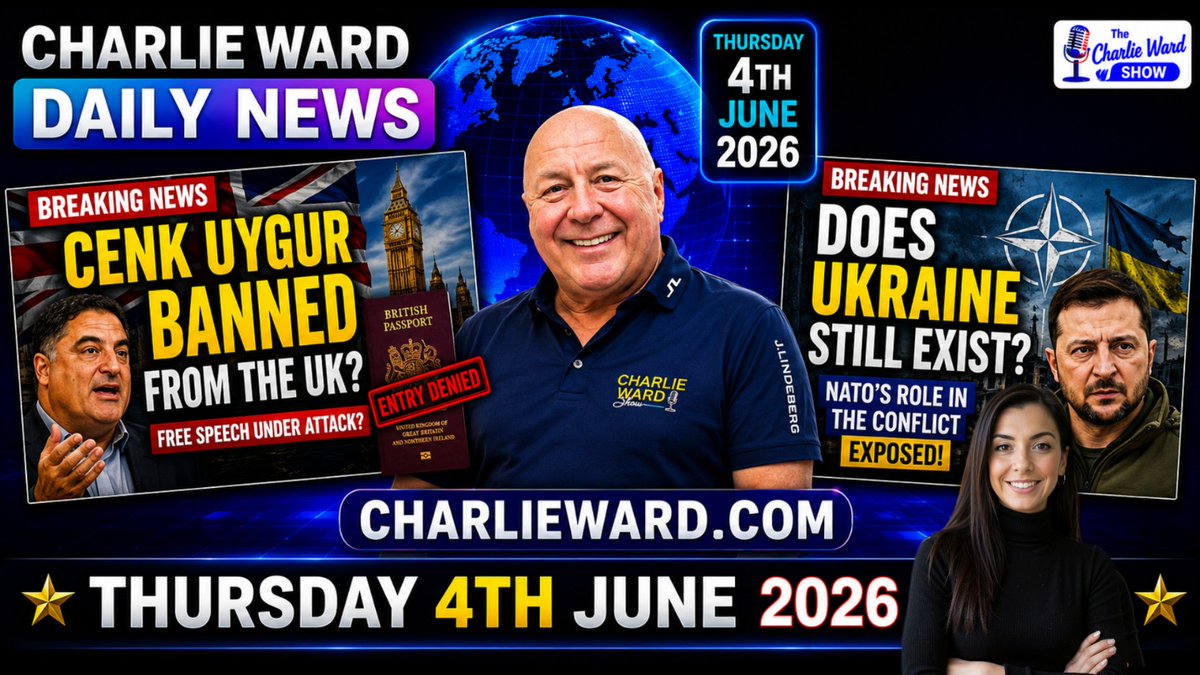MiniCharlieNews's tweet photo. 🚨 Charlie Ward Daily News | Cenk Uygur Banned? Ukraine Still Exists? | 4 June 2026 #CharlieWard #CharlieWardShow #DailyNews #BreakingNews #WorldNews #NewsUpdate #CenkUygur
https://t.co/zB29WqVHvb https://t.co/0Zld11M5TV