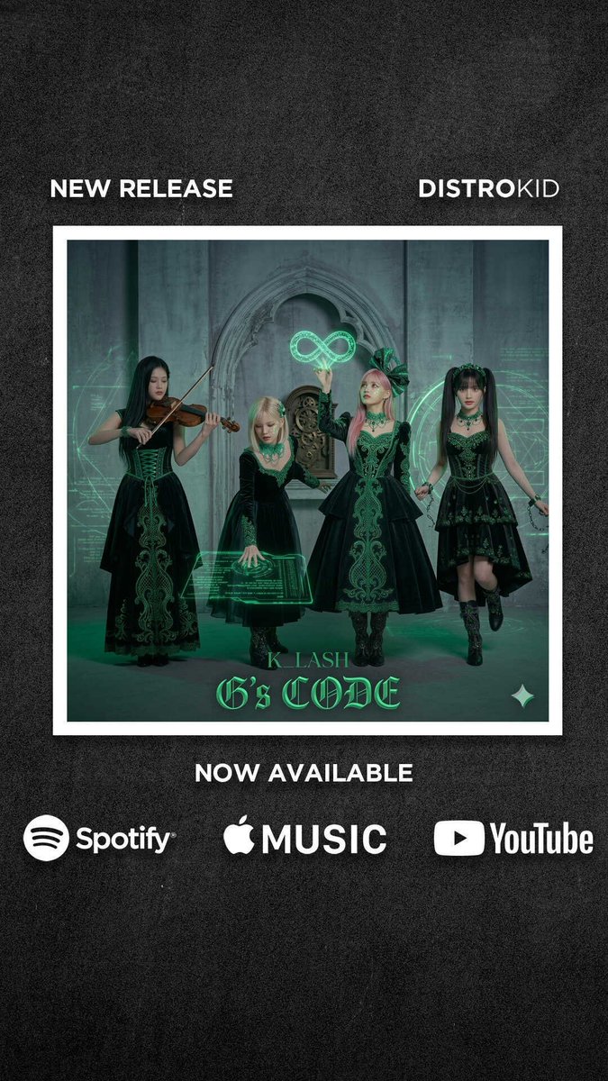 Yukun_Chaewon's tweet photo. 今日20:00

K_LASHの新曲
『G's CODE』

リリースします。

今回はヴァイオリンから始まる、ちょっと変わった曲になりました🎻

曲の中には「G」に関するヒントも隠してあります🧩

Spotify / Apple Musicほか配信開始予定。

#KLASH #GsCODE #kpop https://t.co/dxnJSnWc2z