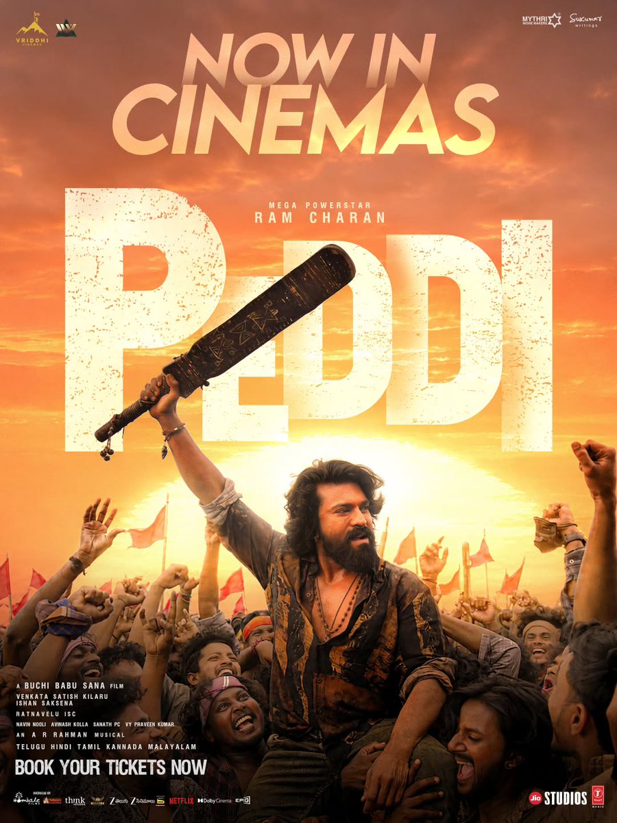 ThinkStudiosInd's tweet photo. #PEDDI Triumph begins 🏆
Meet #PEDDI now in cinemas ❤️‍🔥

Book your tickets now 💥💥
https://t.co/Rm8lIaZWmd 

Tamil Nadu theatrical release by @ThinkStudiosInd
Kerala theatrical release by @ThinkStudiosInd via @E4Emovies https://t.co/onnd35aHj8