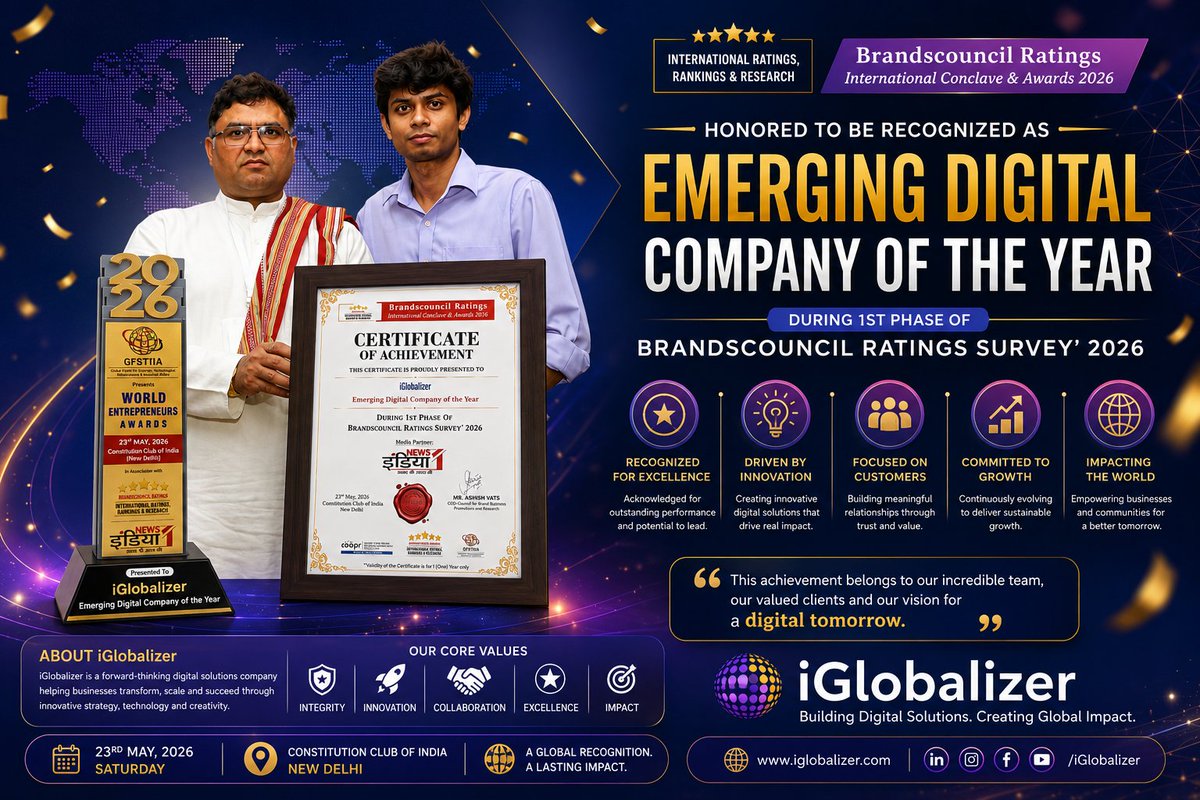 iglobalizer's tweet photo. WE DID IT! 📷 iGlobalizer has officially been named the "Emerging Digital Company of the Year"! 

📷📷
From our roots 14 years ago to scaling brands across Dubai, the UK, the USA, and Europe today, this award is a testament to two things:

https://t.co/UsgIA18h6z https://t.co/Yglnzsff5N