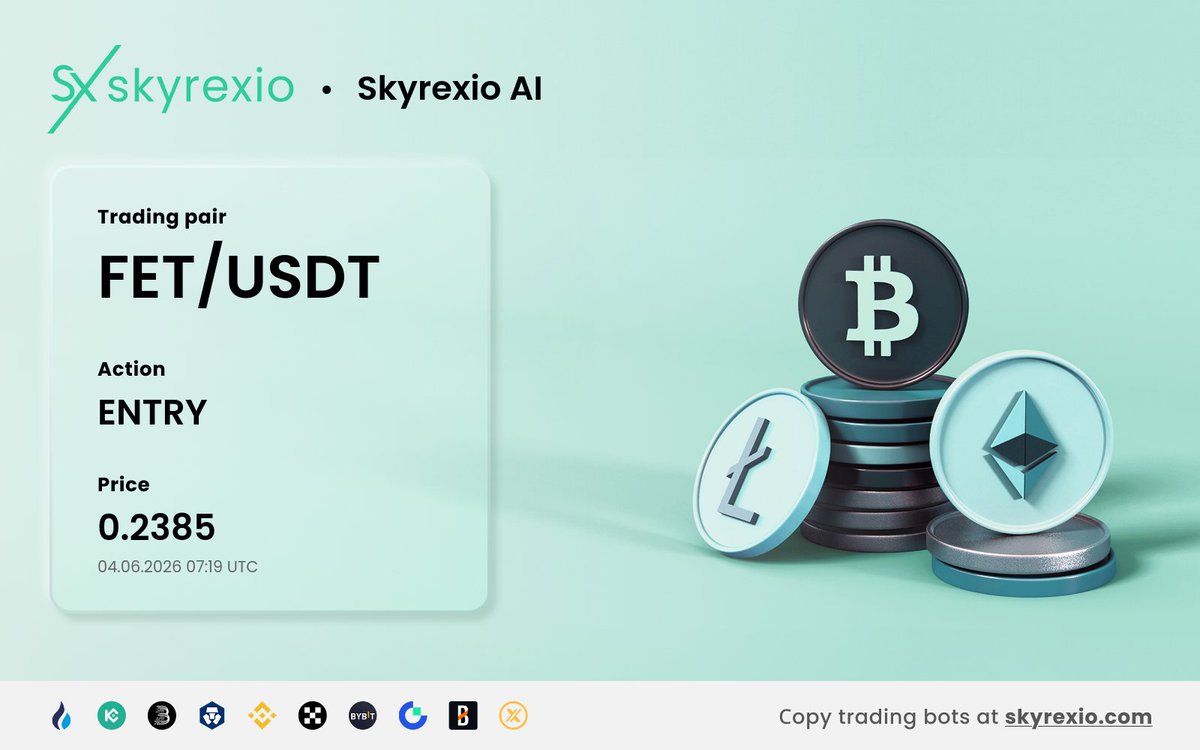 skyrexio's tweet photo. 🟢 NEW ENTRY

🤖 Bot: Skyrexio AI
📊 Pair: FET/USDT
💰 Price: 0.2385
📅 Date: 04.06.2026 07:19 UTC

Turn ideas into bots at https://t.co/zLxw15WqTb https://t.co/GCQTRmV4Gz