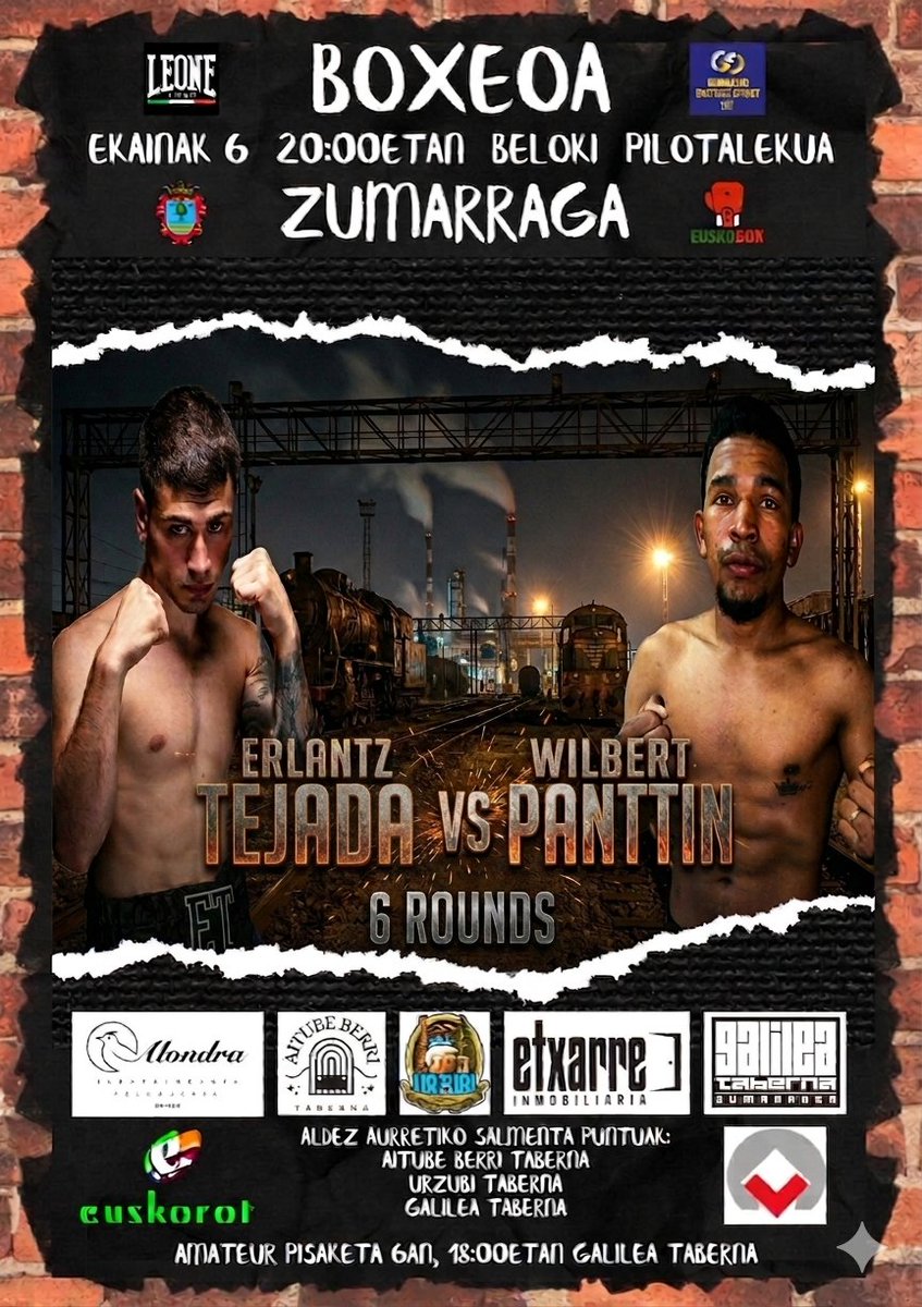 EuskoBox's tweet photo. #ZUMARRAGA  #BOXEO #JUNIO6 Este sábado, #ERLANTZTEJADA sube el ring. Seis asaltos de puro espectáculo. https://t.co/4DZ7017ZPD