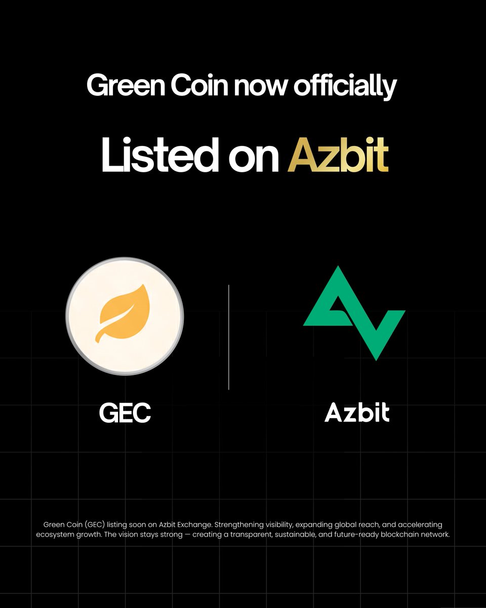 greenencoin's tweet photo. Happy to Announce $GEC is Officially listed on @azbit_news #Greencoin #GEC #Web3 #cryptodynasty https://t.co/ZqYG6Q6AMp