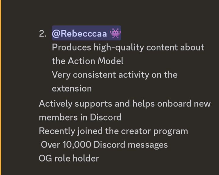 rebecccaa01's tweet photo. Guess who got inner circle role in @ActionModelAI DC server? ME!!! 😌

A role that is only given to a few chosen, members who contribute in unique and high-impact ways.

Wsss! https://t.co/BrNQHbnaAV