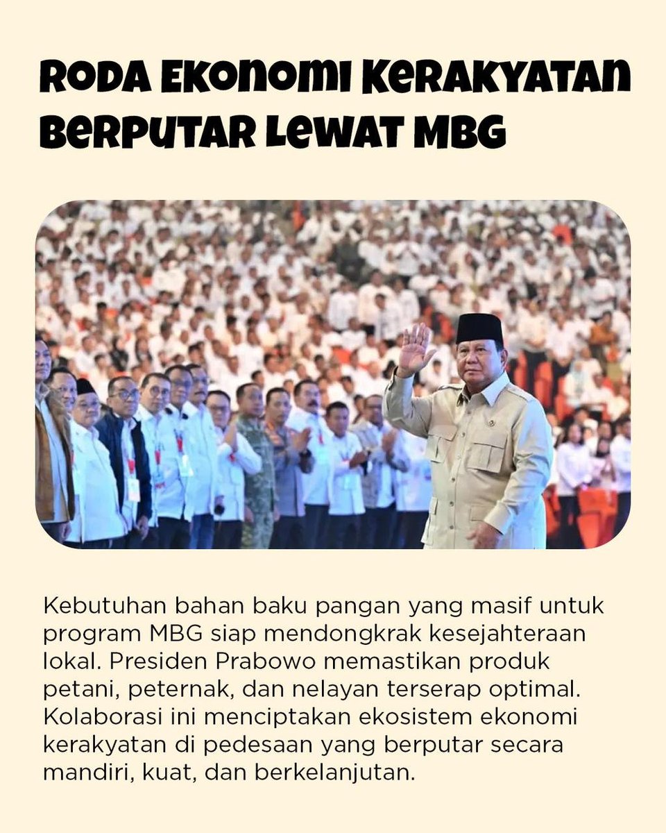 dina50003's tweet photo. Visi Besar Presiden Prabowo diwujudkan melalui program MBG yang berorientasi jangka panjang. Dengan pemenuhan gizi sejak dini, Indonesia sedang menyiapkan generasi unggul menuju Indonesia Emas 2045. #MBGInvestasiMasaDepan https://t.co/CvkgNSqrAI