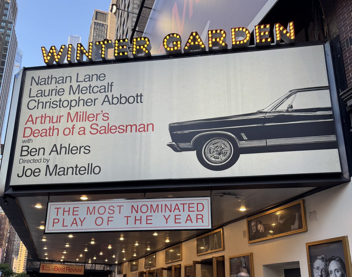ShadowLakeDog's tweet photo. M+D went into NYC to see Nathan Lane in Death of a Salesman tonight. I don’t know what that is, but they were looking forward to it enough to leave me. Also, evidently the Winter Garden theatre doesn’t have any snow + isn’t a garden so I don’t know what that’s all about either. https://t.co/xPYxuZbclm