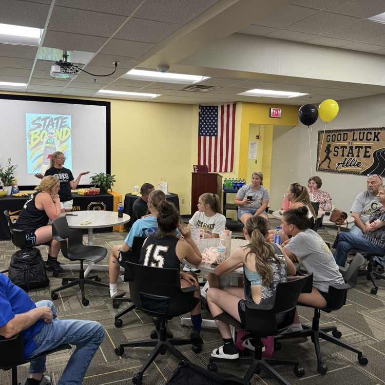 Gtown_Athletics's tweet photo. On the eve of the OHSAA State Track &amp; Field Championship Meet family, friends, teammates and coaches gathered to wish Allie Tolle the best of luck! We know you'll represent the black and gold with class! ⚫️🟡🏃🏼‍♀️ https://t.co/385k4rXEZ5
