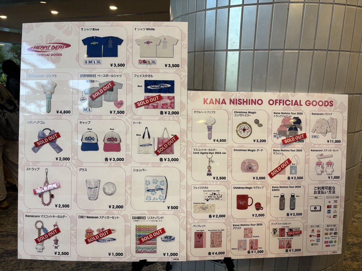 HEART BEAT KANA NISHINO TOUR 2026 6月3日(水)終演時の グッズ在庫