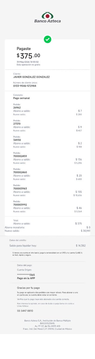 jorbe23's tweet photo. @RicardoBSalinas Listo ... Cómo siempre puntual mis pagos a @BancoAzteca  y claro también con @totalplaymx  😎 como debe de ser tío @RicardoBSalinas https://t.co/3OhvFgBSLg