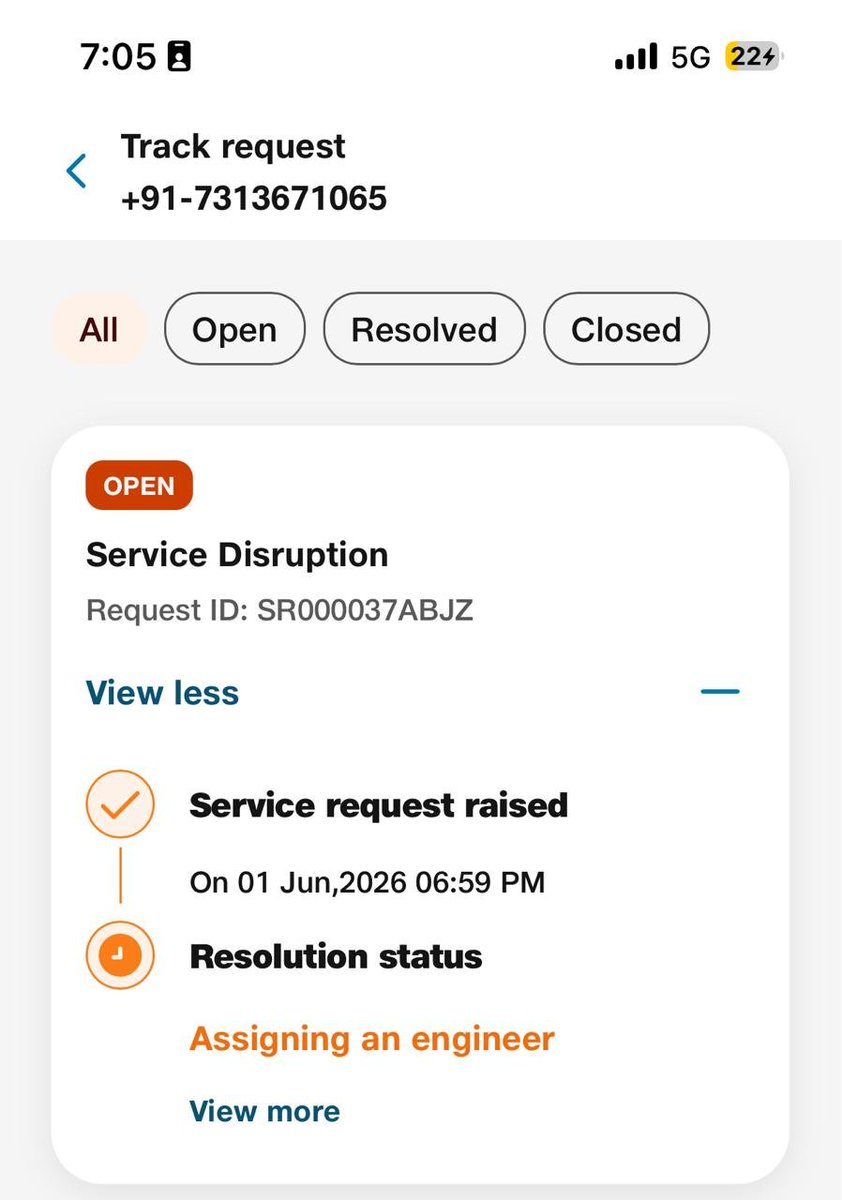 PRATIK_G6's tweet photo. @reliancejio @_MukeshAmbani 
I am being bothered by your visionary Jio Fibre, 

My problem is being unresolved from last 3 + Days causing me unreasonable loss; and now the engineer visit is scheduled for 10 June which is again 7 Days from now. This is pathetic. https://t.co/XLHjCcjMPY