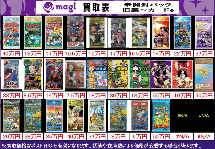 買取告知】 6/4(木)のポケカ買取表です ✨ポケかレトロパック買取表