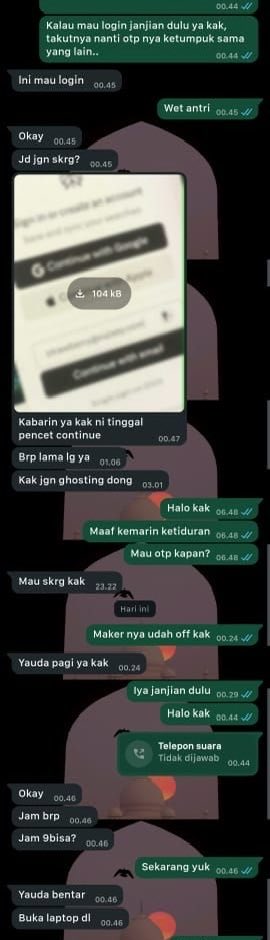 swcalf's tweet photo. Chat sama custnya. Perhatiin jamnya

Disini keliatan jelas emang KESALAHAN CUST ngilang dari pagi baru bales jam 23.22 padahal pesan 1 HARI DOANG ya automatis udah abis waktunya

Tapi bukannya cust yg dimarahin, tapi dia NGAKALIN BUAT BOHONGIN FH https://t.co/TmsA9WYfXd