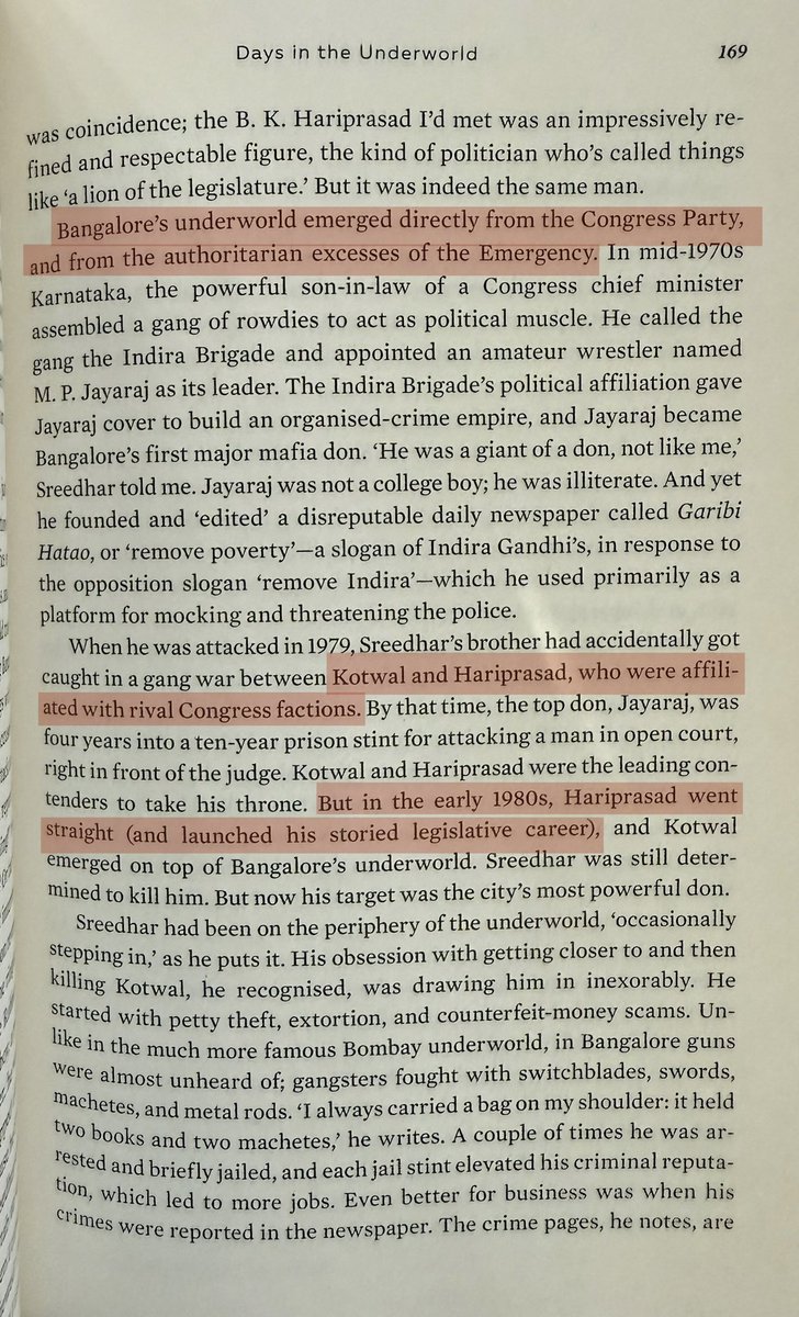 churumuri's tweet photo. Before he became "an impressively refined and respectable figure", Karnataka Congress's new president B.K. Hariprasad was a "gang leader" in Bangalore's underworld. In the early 1980s, he straightened out.

Pages from Rollo Romig's 'I am on the hit list' (2025)👇🏾 https://t.co/6IvubAzGvA