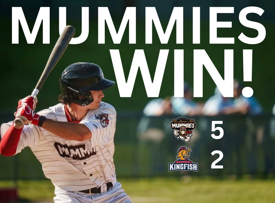 FlyingMummies's tweet photo. Back-to-back nights of Mummies wins🔥

The Flying Mummies take down the Kingfish and add another one to the win column. 🥳

Up next we are back on the road for our series against the Royal Oak Leprechauns, starting tomorrow at 6:35 PM in Royal Oak, MI. ⚾️🚌 https://t.co/W5G8XgG6jd