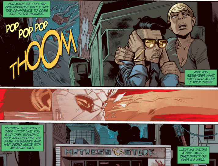comicvisibility's tweet photo. Fun fact: The Rogues are canonically supportive of Pied Piper being gay... just not him dating a cop. https://t.co/AhUuwlykqk