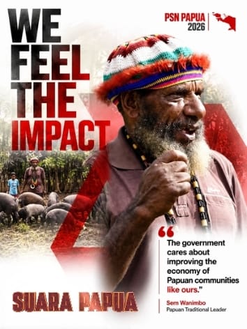 Ririn_Rizky's tweet photo. Suara Papua Team, prove that PSN Papua 2026 is driving real economic change in local communities. As Traditional Leader Sem Wanimbo notes, government initiatives are genuinely improving local livelihoods and community welfare
​
#PSNPapua #PapuaMaju #SuaraPapua #Papua #RealImpact https://t.co/gfURT5uFOl