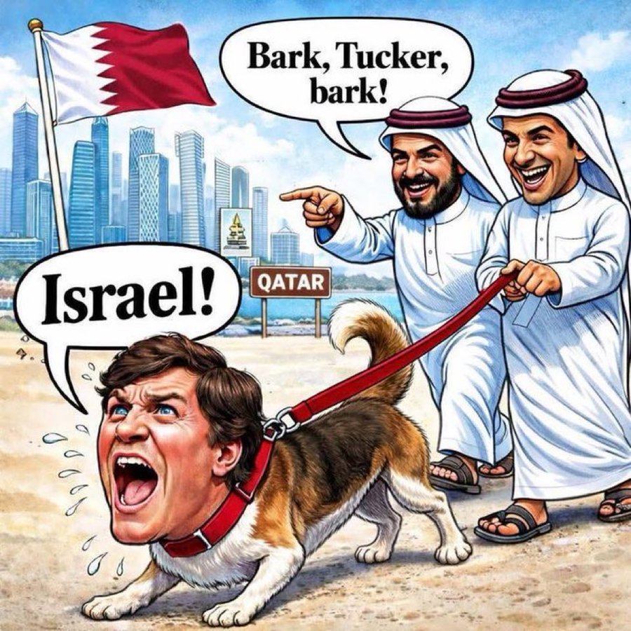pasadena792's tweet photo. @AynReagan Possibly? Chatsworth Qatarlson @TuckerCarlson is absolutely on the Qatari payroll. https://t.co/AT4ue07uzD