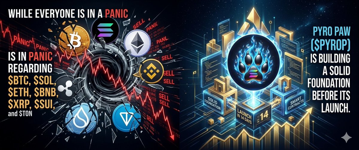 PyroPawsolana's tweet photo. While everyone is in a panic regarding $BTC, $SOL, $ETH, $BNB, $XRP, $SUI, and $TON, while Pyro Paw ($PYROP) not yet launched  but is building a solid foundation before its launch.

#PYROP
#BTC
#SOL
#ETH
$BNB
#SUI https://t.co/aLf50VuPJr