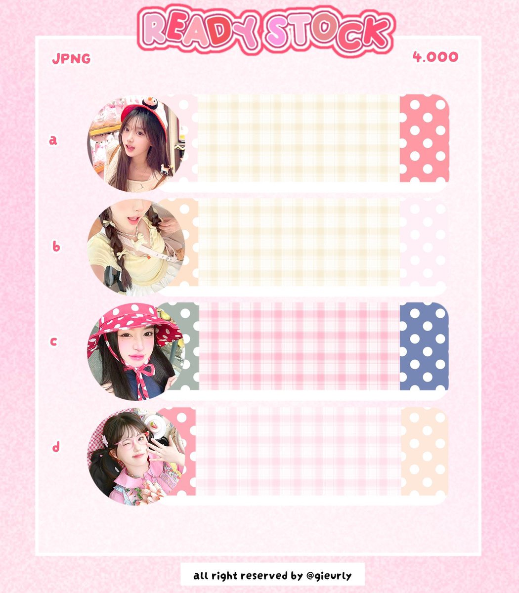 forAleeyie's tweet photo. 💌 — help repost ya , gomawo ><

hi sweets ‼️ aleey punya 10+ layout girl grup dan layout ulzzang [ faceless ] loh ⭐️🎀 yuk bawa pulang ciwi ciwi cantiknya ini , dm nya ke @gieurly yaa ⛅️ aleey tunggu di dm sweet heart 🌸💧🌟🍥 [ scroll down for more ] 

#bealanja https://t.co/2cWgKbGo7f