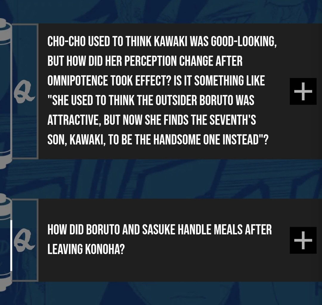 sasukeslefthand's tweet photo. They cut off the Boruto's dating age preference question from the volume and official website 😭🙏 thank god https://t.co/ED3jzodfUy