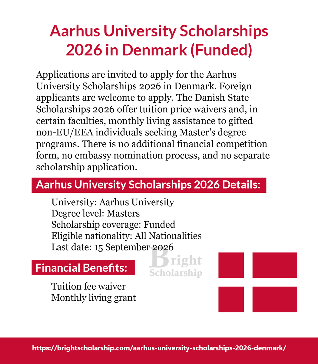 BrightSship's tweet photo. Aarhus University Scholarships 2026 in Denmark (Funded)

Degree level: Masters
Eligible nationality: All Nationalities
Award country: Denmark
Last date: 15 September 2026

Apply Link: https://t.co/PUHksYzrfy

#BrightScholarship #FullyFunded #Scholarship #Denmak #Students https://t.co/yMPsMEm4YT