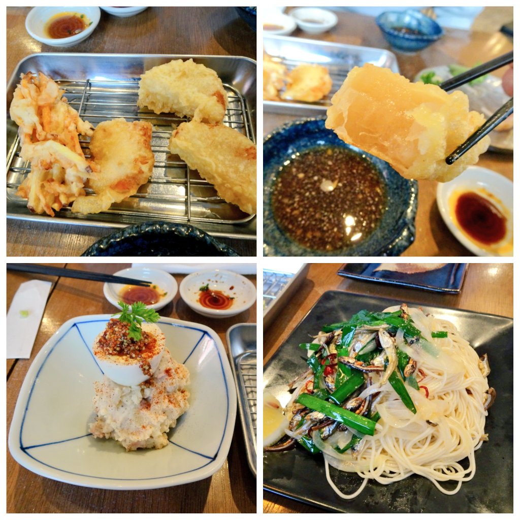 ELEFAN06's tweet photo. 薩摩川内の大衆酒場で夕食。ふらりと入った店「鹿tariyan」は､鹿児島食材の料理と酒が楽しめる。料理はどれも美味しいが､"茶ぶりしみしみ大根"の天ぷらが超美味しく､2回お代わりした😆。"がね"もある。アツアツ天ぷらによく合うのは､芋焼酎"だいやめ"ハイボール。ハッピーアワーのおかげで￥299。 https://t.co/VMSzMfOeV2