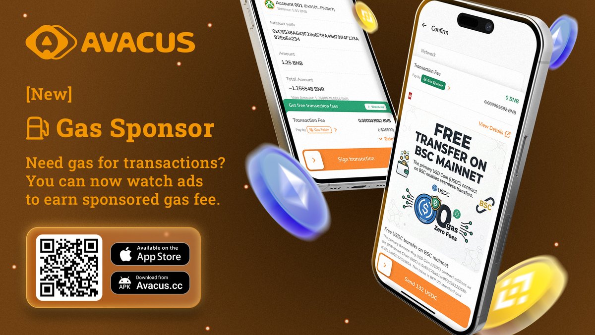 avacusapp's tweet photo. 3. 🎉 Free gas fees on Avacus?

😉With Avacus Gas Sponsor, users can now watch ads and receive sponsored gas credits for transactions.
Simple, accessible, and powered by the community ⛽ https://t.co/7KPL3KQDiS