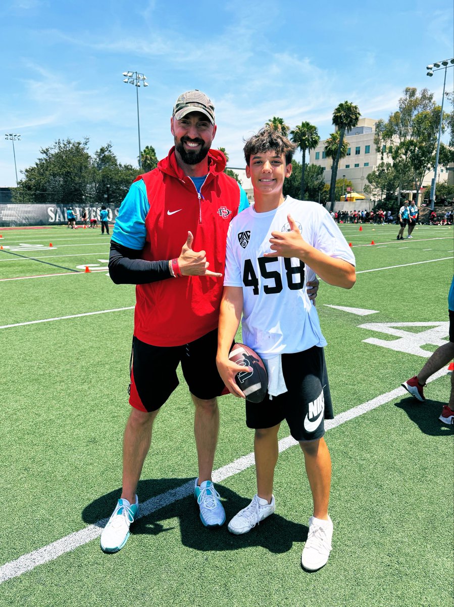 Michaellongo28's tweet photo. Thank you @TheHC_CoachLew and staff @AztecFB for a fantastic camp today!  It was great competing! https://t.co/XedTVUIYLz