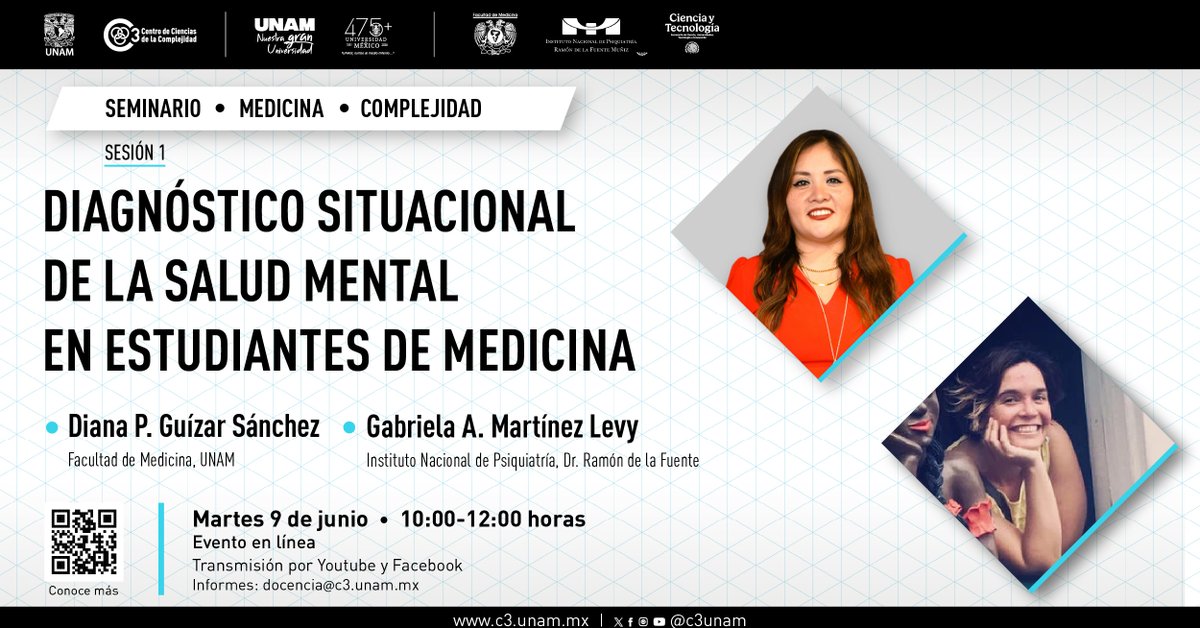 C3UNAM's tweet photo. #MedicinayComplejidad

🧐¿Cómo cuidamos a quienes van a cuidar?

Hablaremos de la salud mental de estudiantes de medicina de la UNAM y qué deben hacer las instituciones frente a este problema urgente.

📅Martes 9 de junio
⏰10:00 am
💻Evento en línea: https://t.co/IYKDvudeoT https://t.co/5677WnICVk