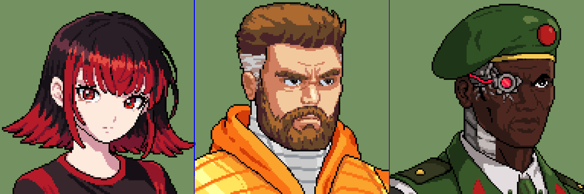 eusoukbone's tweet photo. portraits ;D #pixelart #gamedev #animation #ドット絵 https://t.co/KZhe7dKgZr